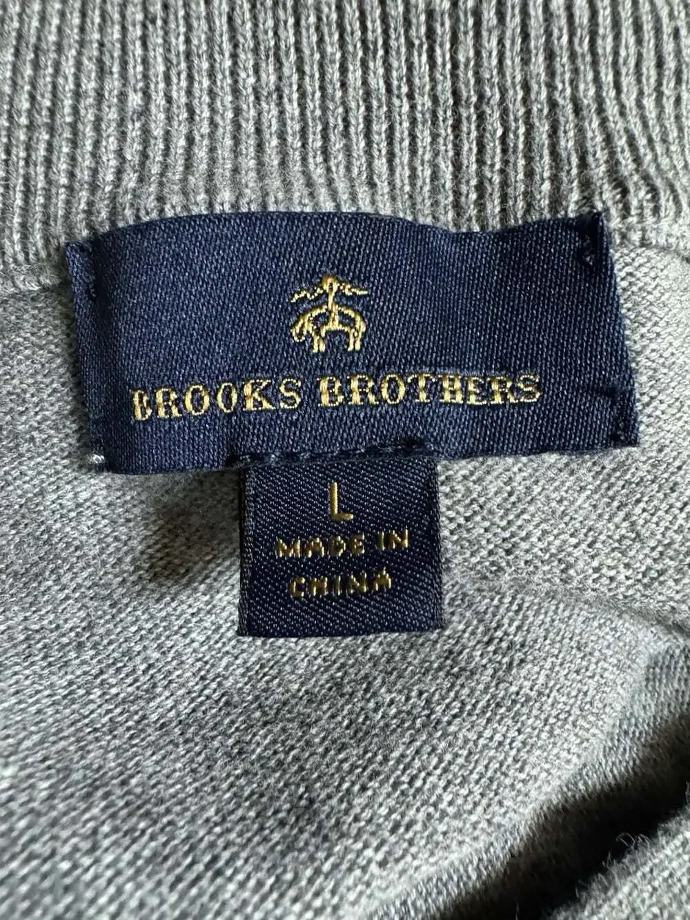 Brooks Brothers Cotton Knit 1/4 Zip Mock Neck Rib Sweater Men’s L Gray